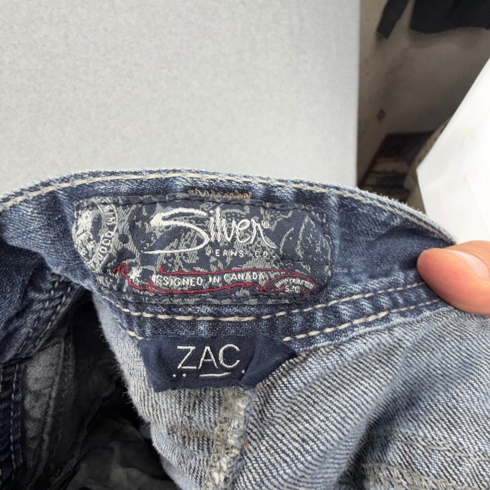Silver Jeans Co Zac Relaxed Straight Leg Blue Distressed Jeans Mens 34x32 - Picture 9 of 11